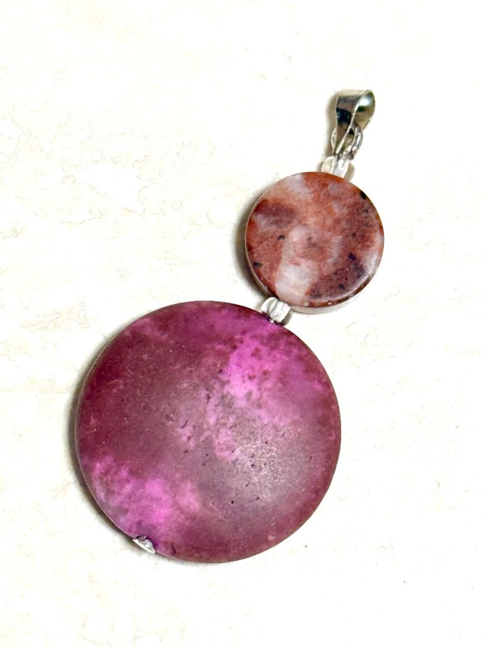 2/$20, Viva Magenta Agate & Red Jasper Pendant, Large Gemstone Pendant